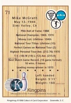 1990 Collect-A-Card Kingpins #71 Mike McGrath Back